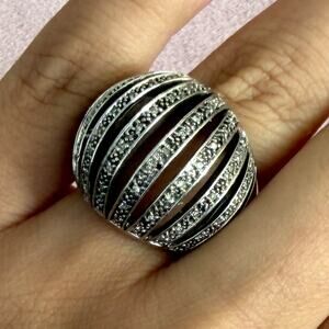 sterling silver diamond accent dome ring size 6.5